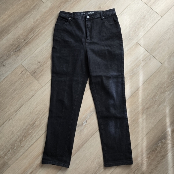 Style & Co Women's 10 Black Straight Leg Denim Blue Jeans EUC - Picture 1 of 12